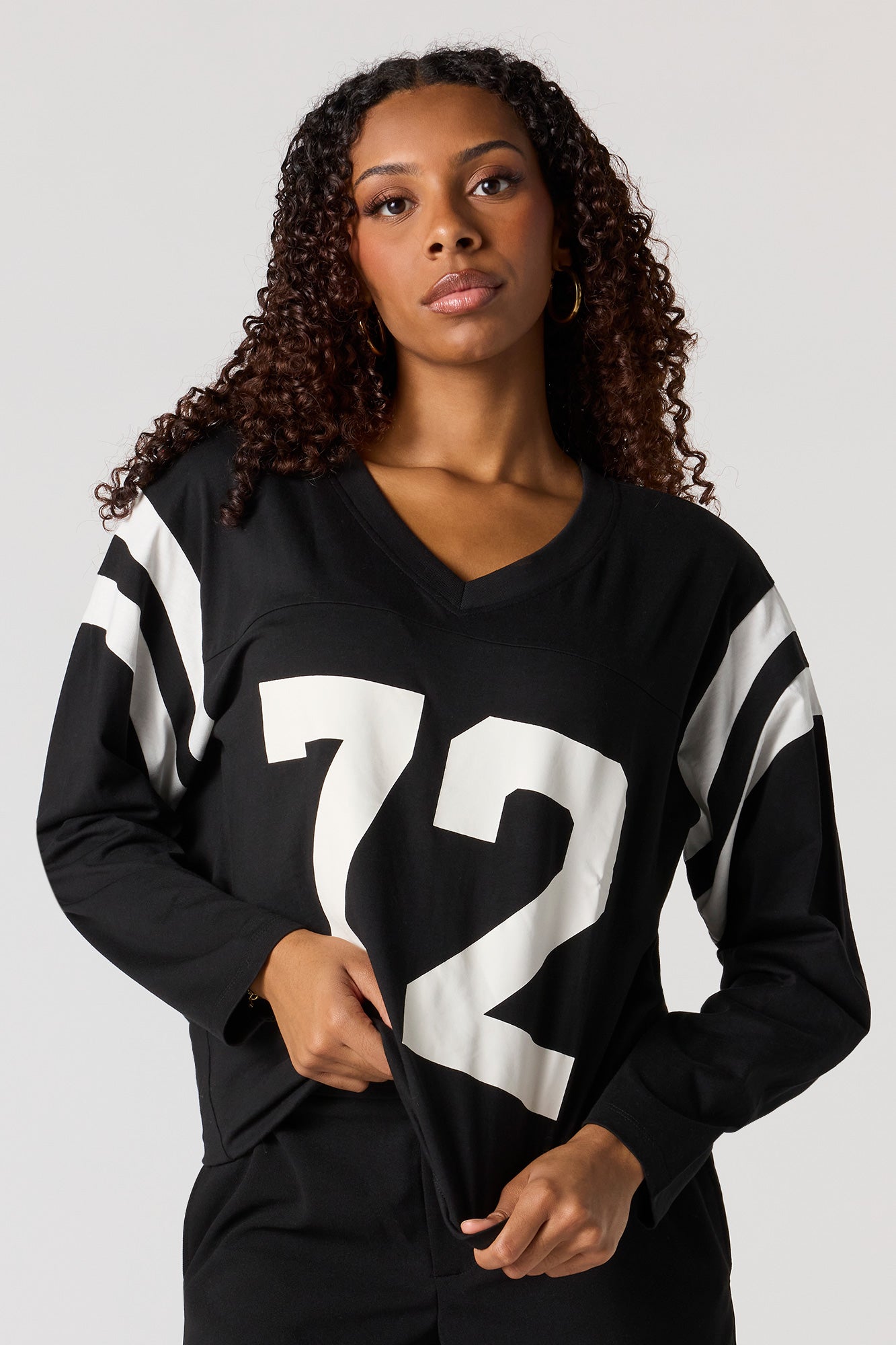 Numbered Graphic Long Sleeve Top