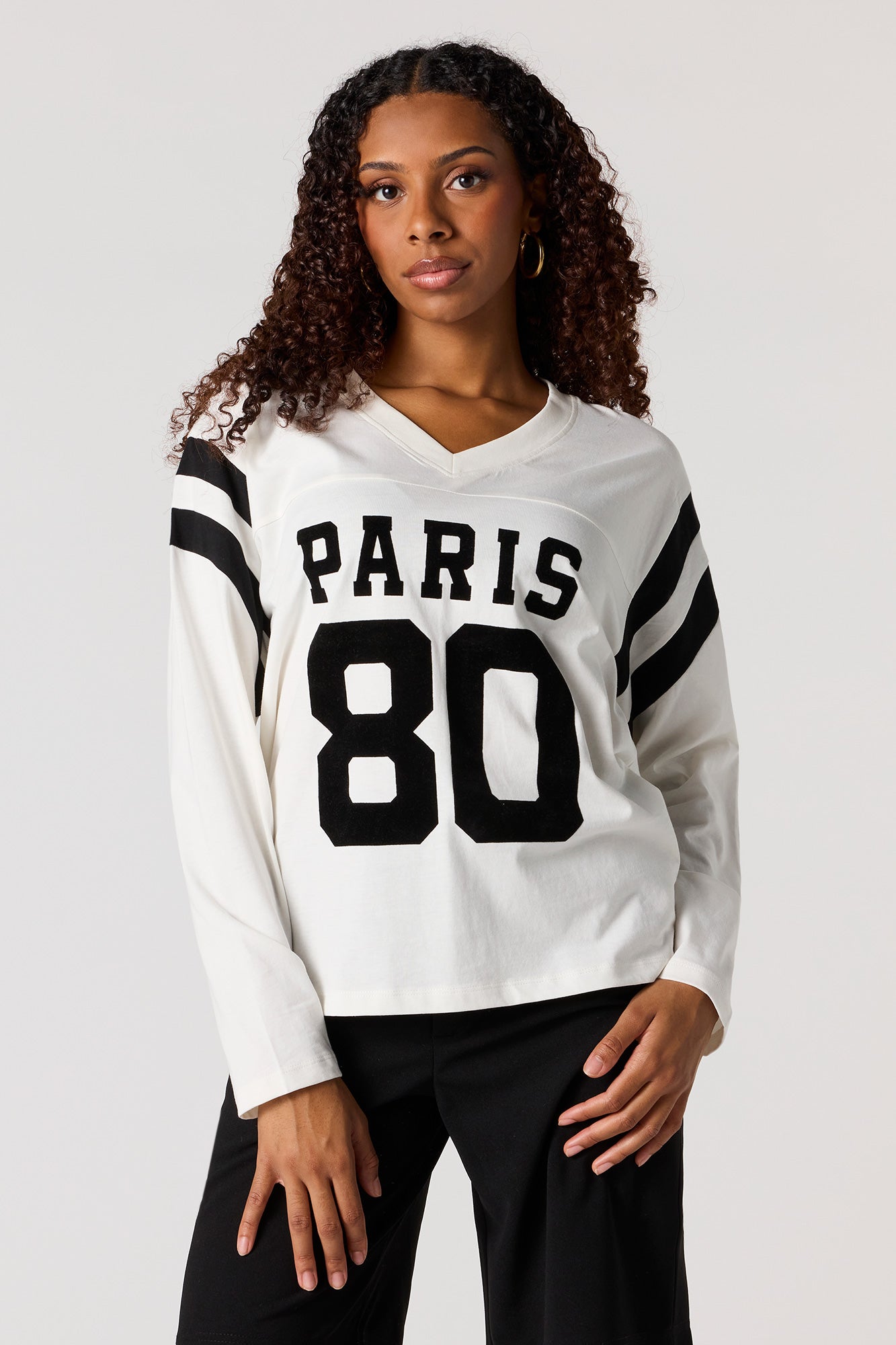 Paris Felt Print Long Sleeve Top