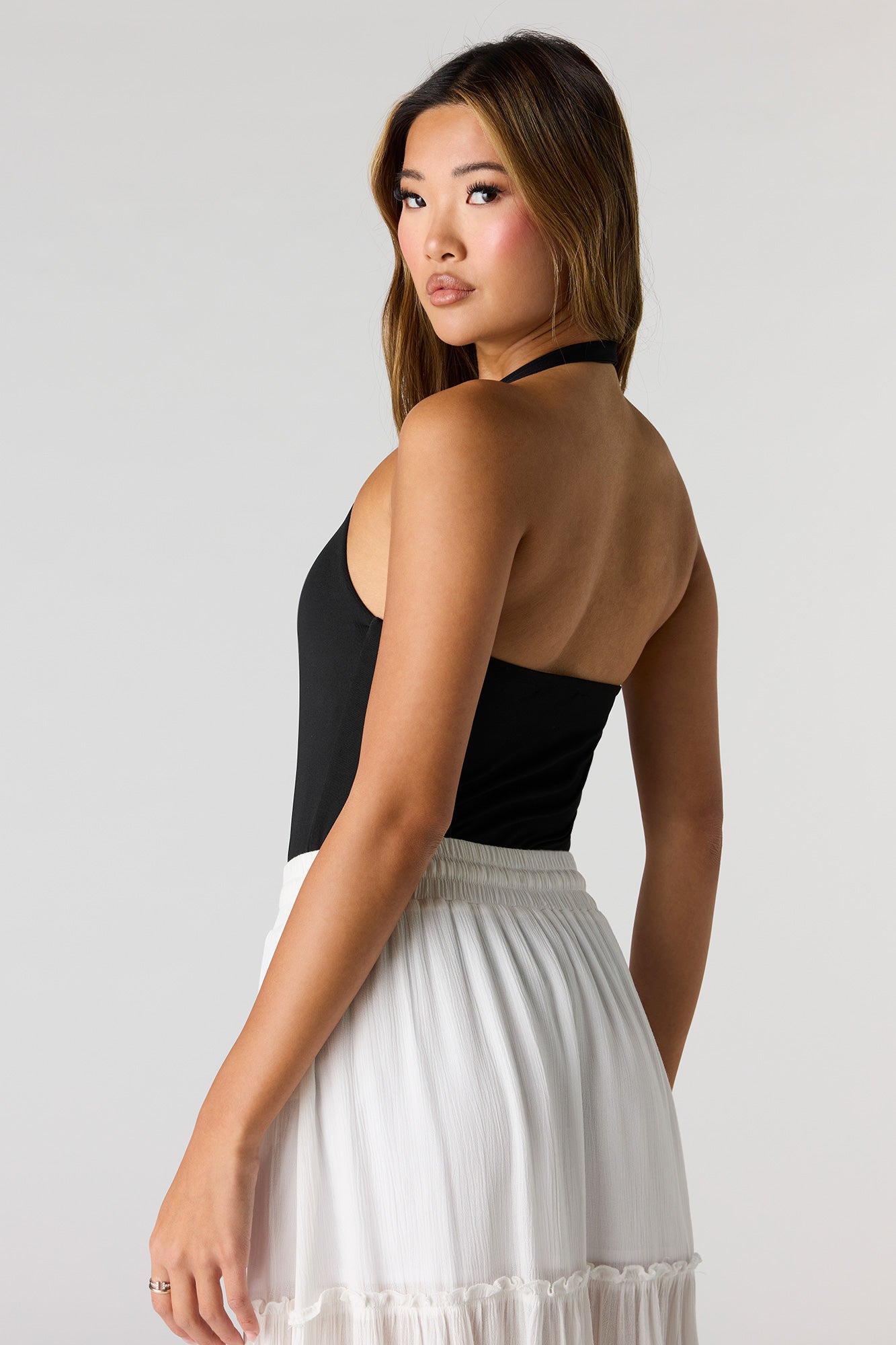 Contour Metal O-Ring Halter Bodysuit
