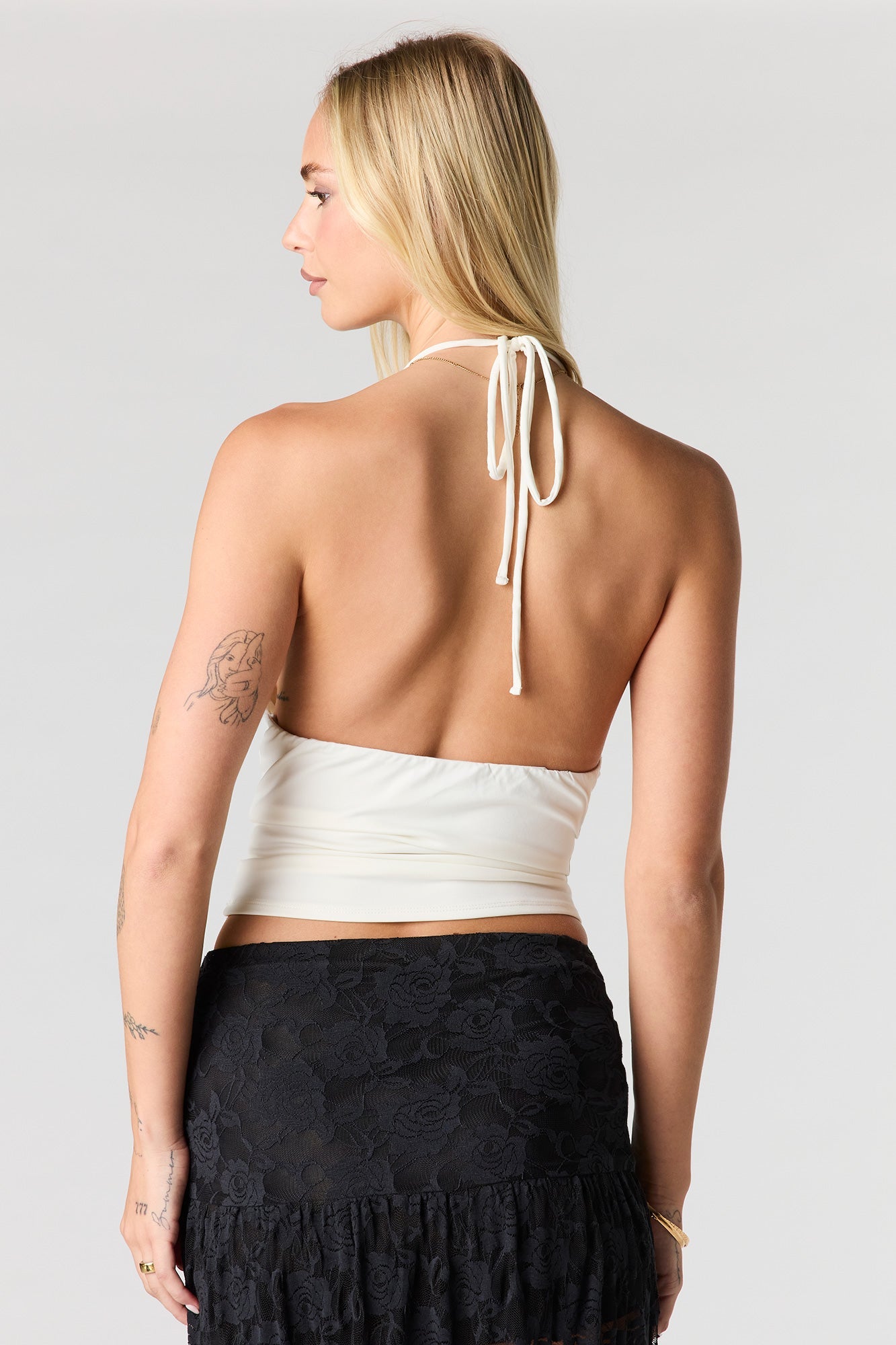Studded Trim Cowl Halter Top