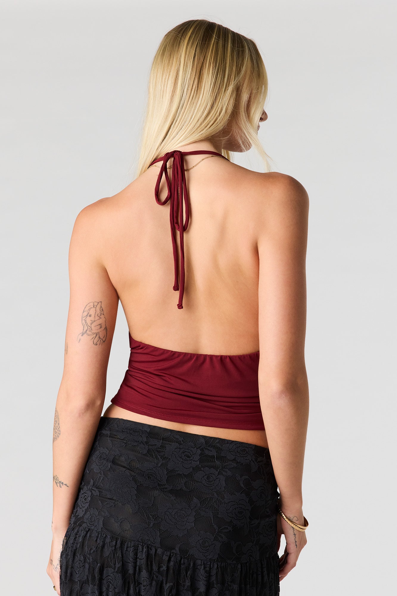 Studded Trim Cowl Halter Top