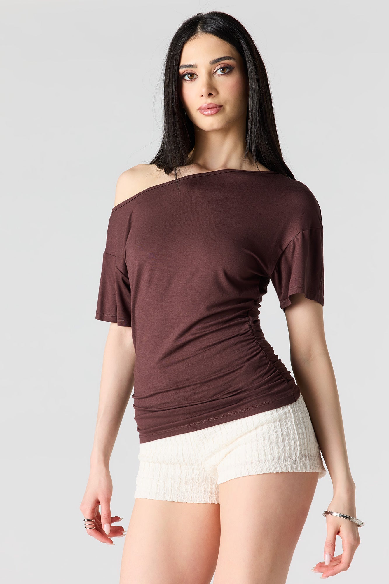One Shoulder Short Sleeve Top