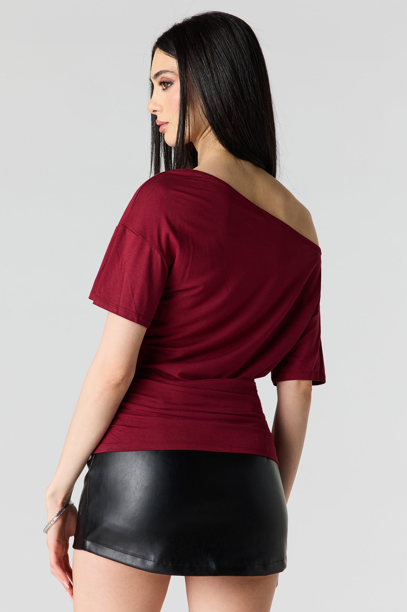 One Shoulder Short Sleeve Top