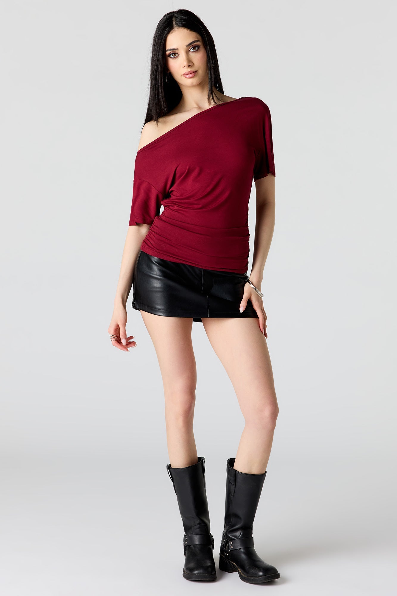 One Shoulder Short Sleeve Top