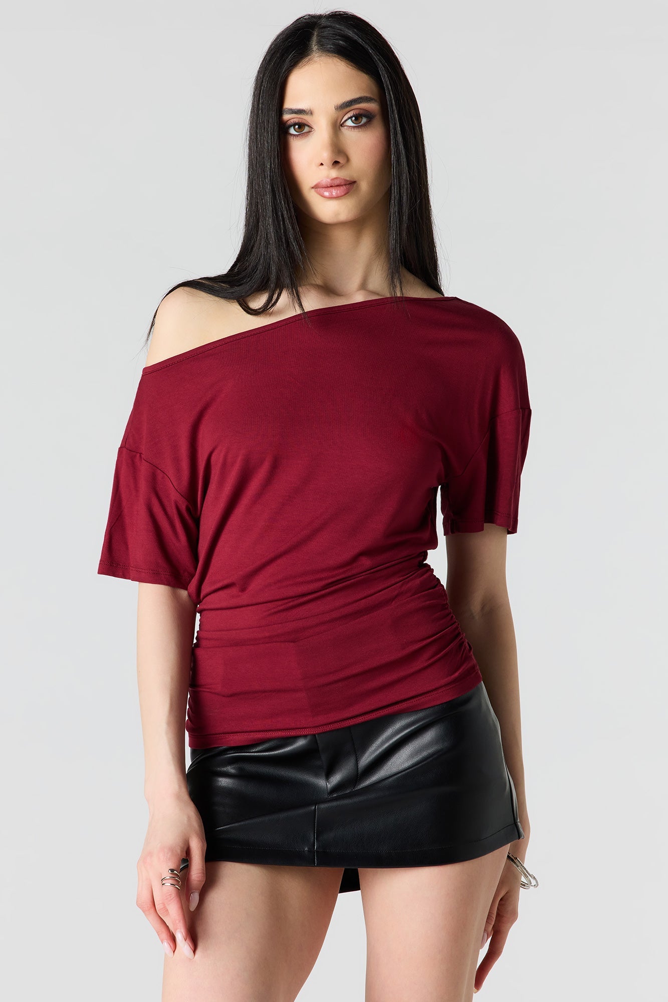 One Shoulder Short Sleeve Top