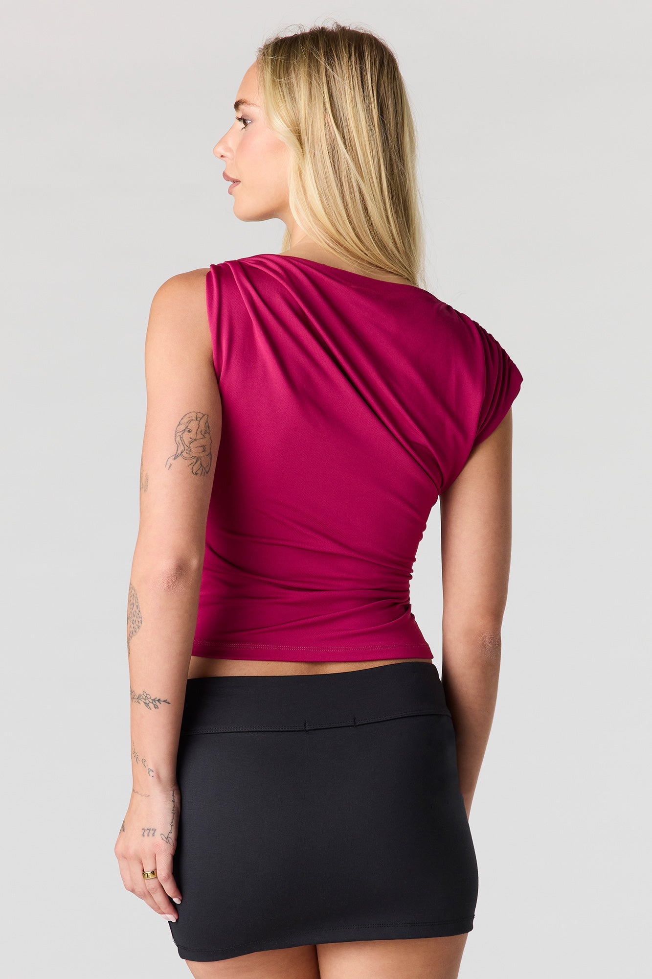 Contour Metal Cuff One Shoulder Top