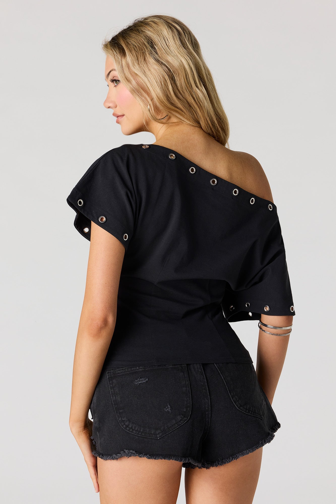 Eyelet Off Shoulder Top