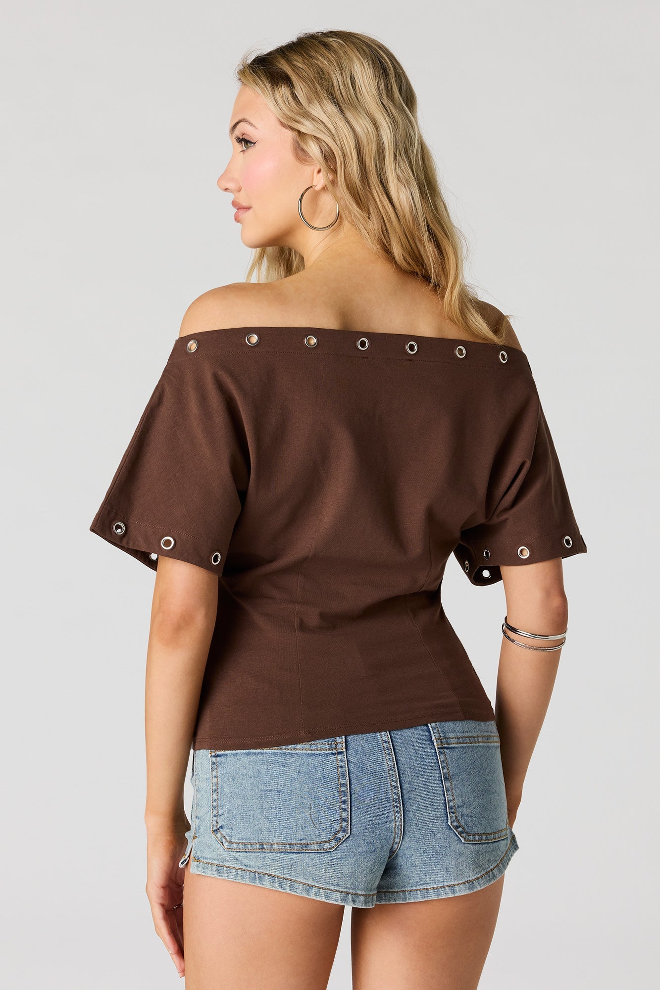 Eyelet Off Shoulder Top