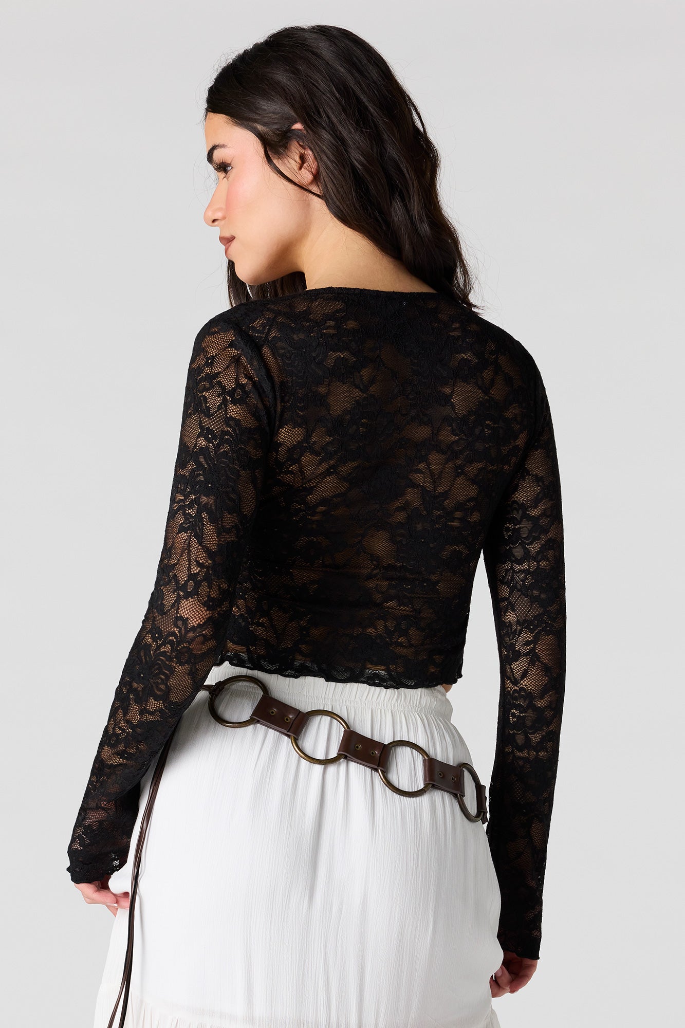 Lace Flyaway Long Sleeve Top