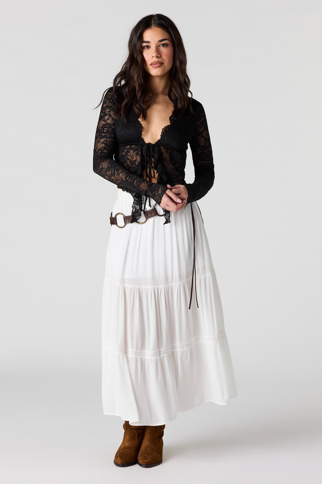 Lace Flyaway Long Sleeve Top