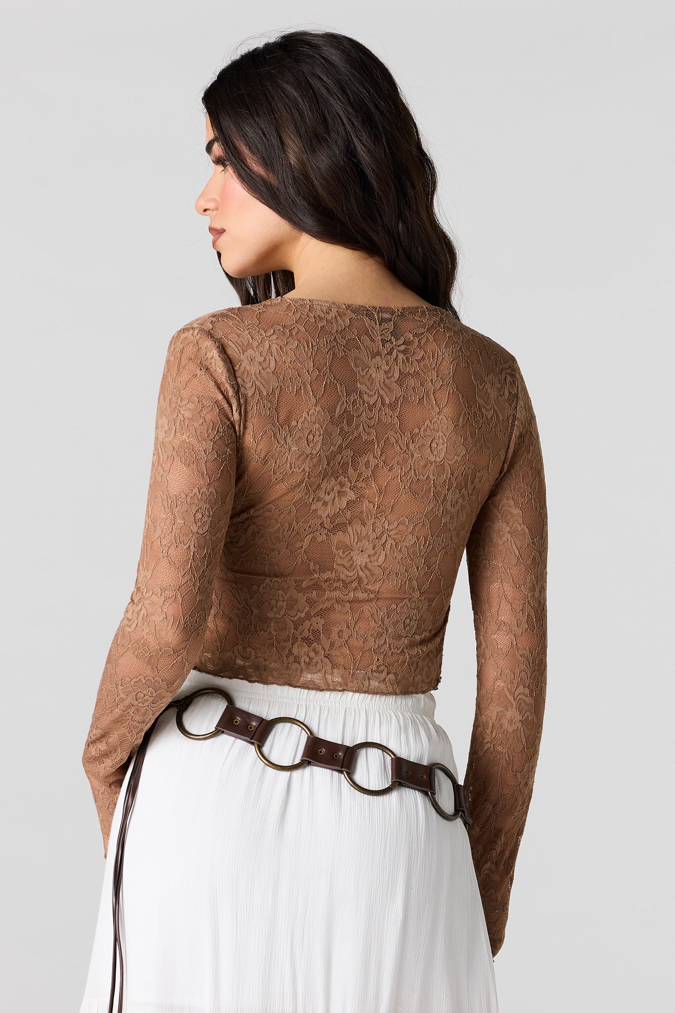 Lace Flyaway Long Sleeve Top