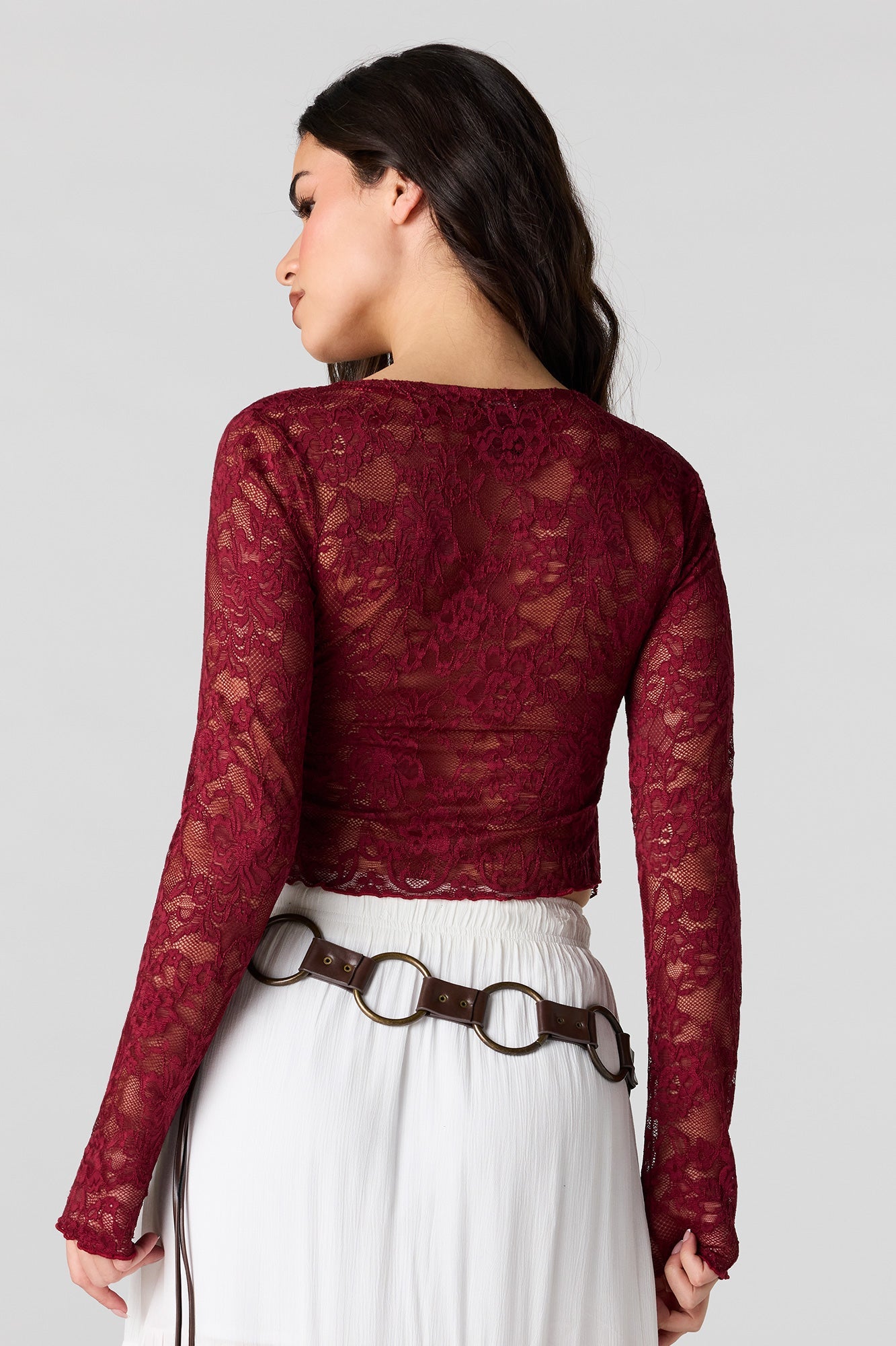 Lace Flyaway Long Sleeve Top