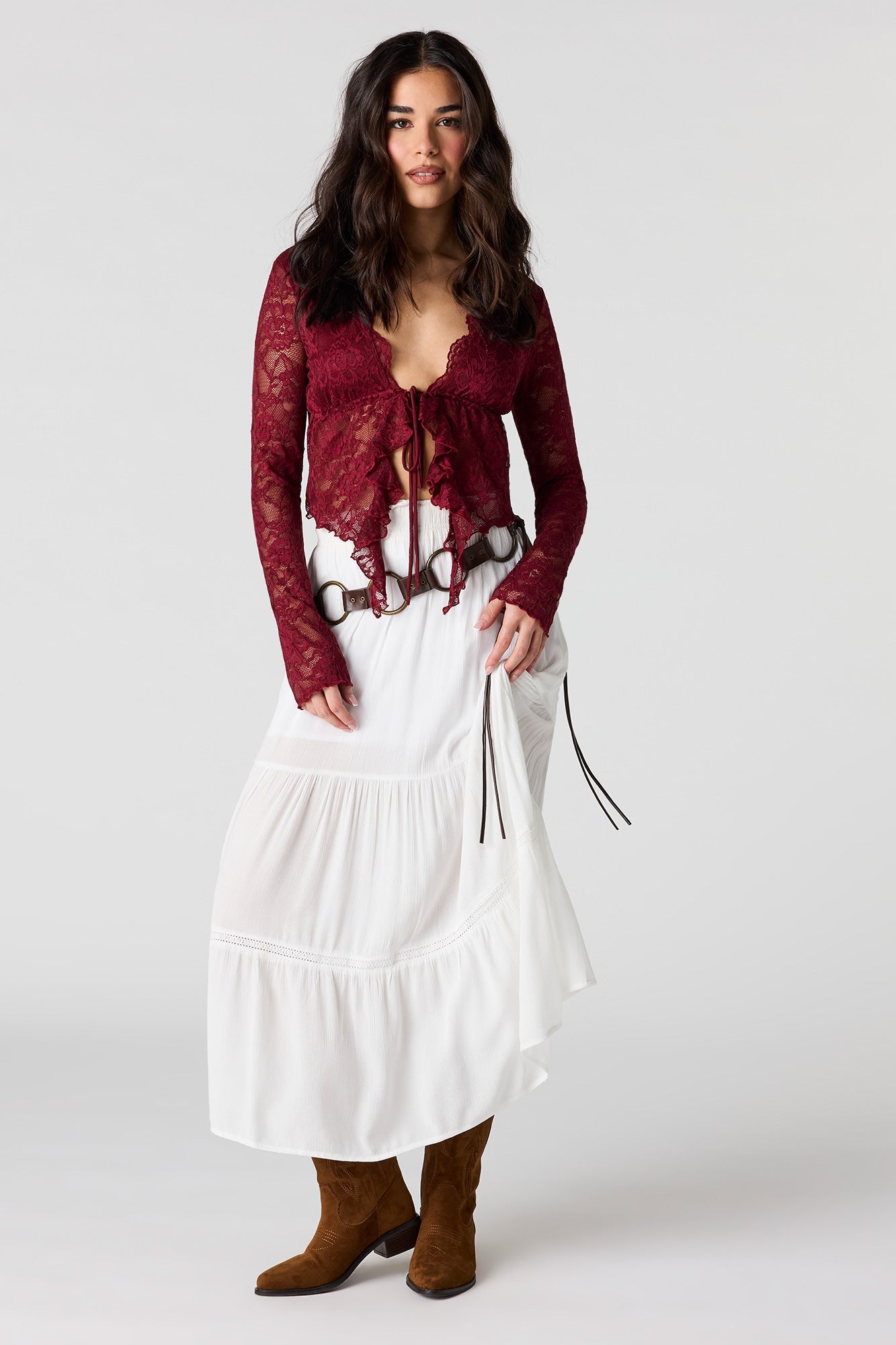 Lace Flyaway Long Sleeve Top