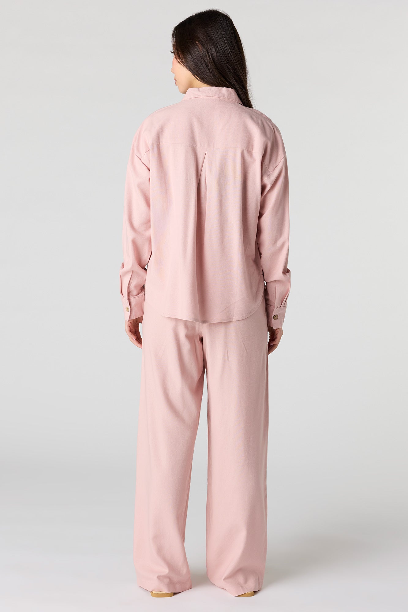 Linen-Blend Drawstring Wide Leg Pant