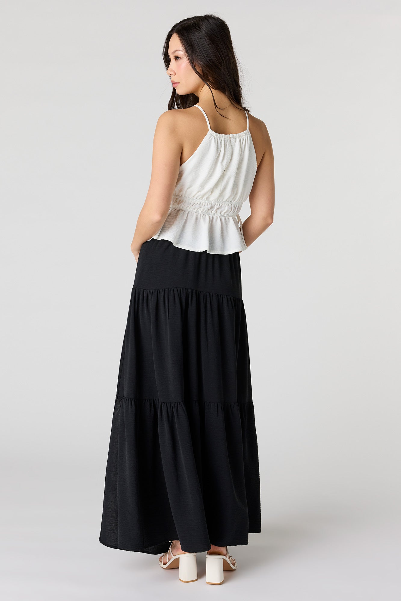 Tiered Slit Maxi Skirt