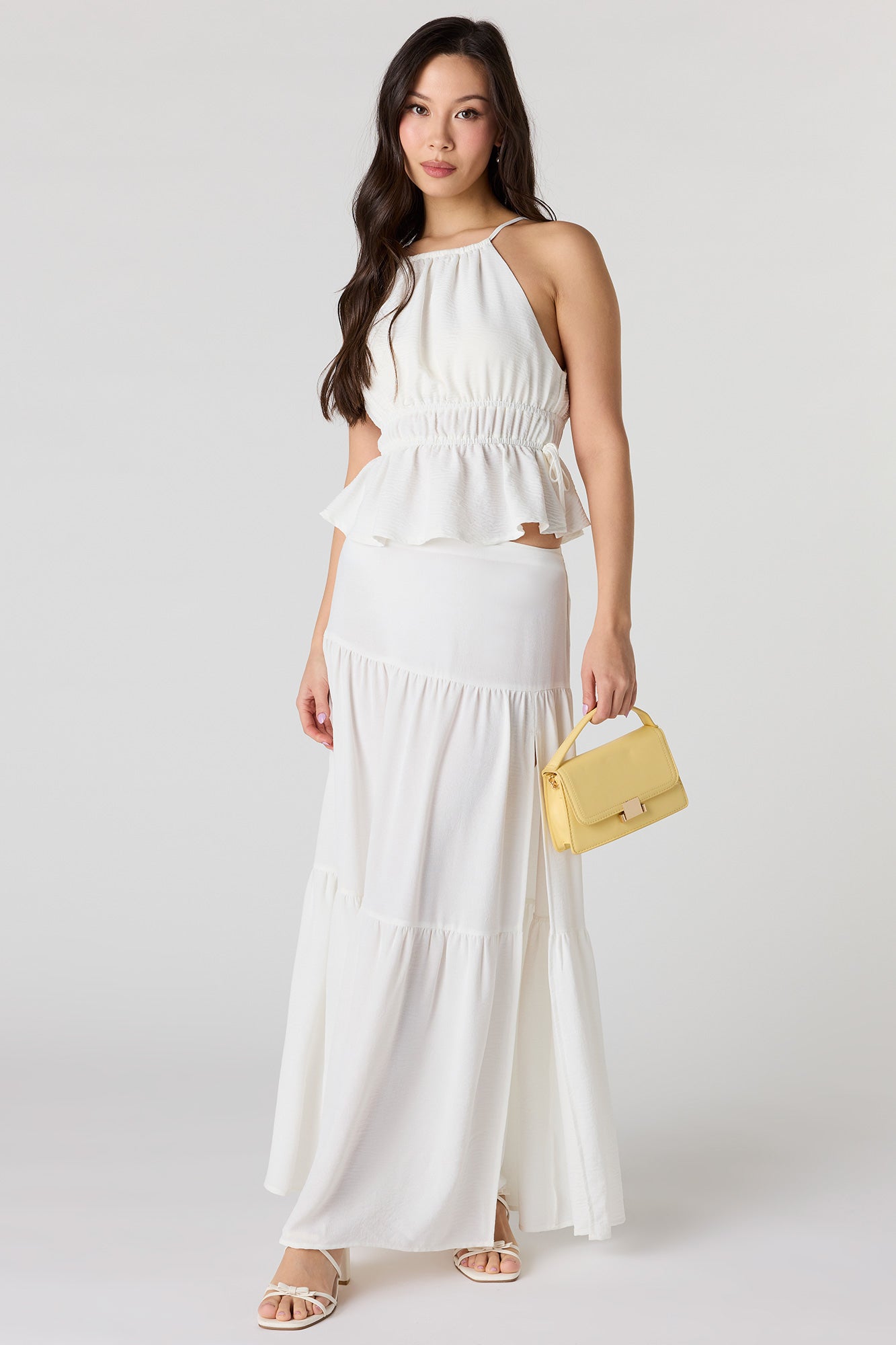 Tiered Slit Maxi Skirt