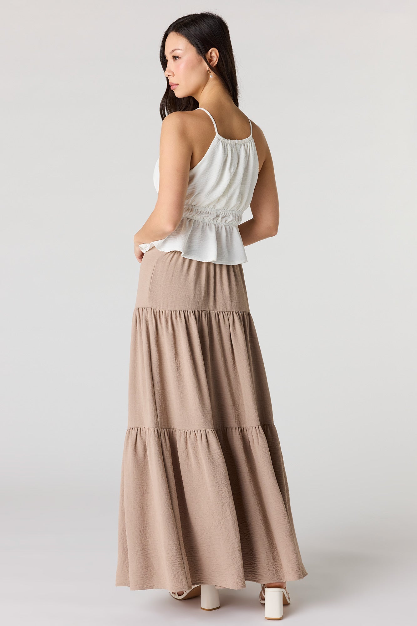 Tiered Slit Maxi Skirt