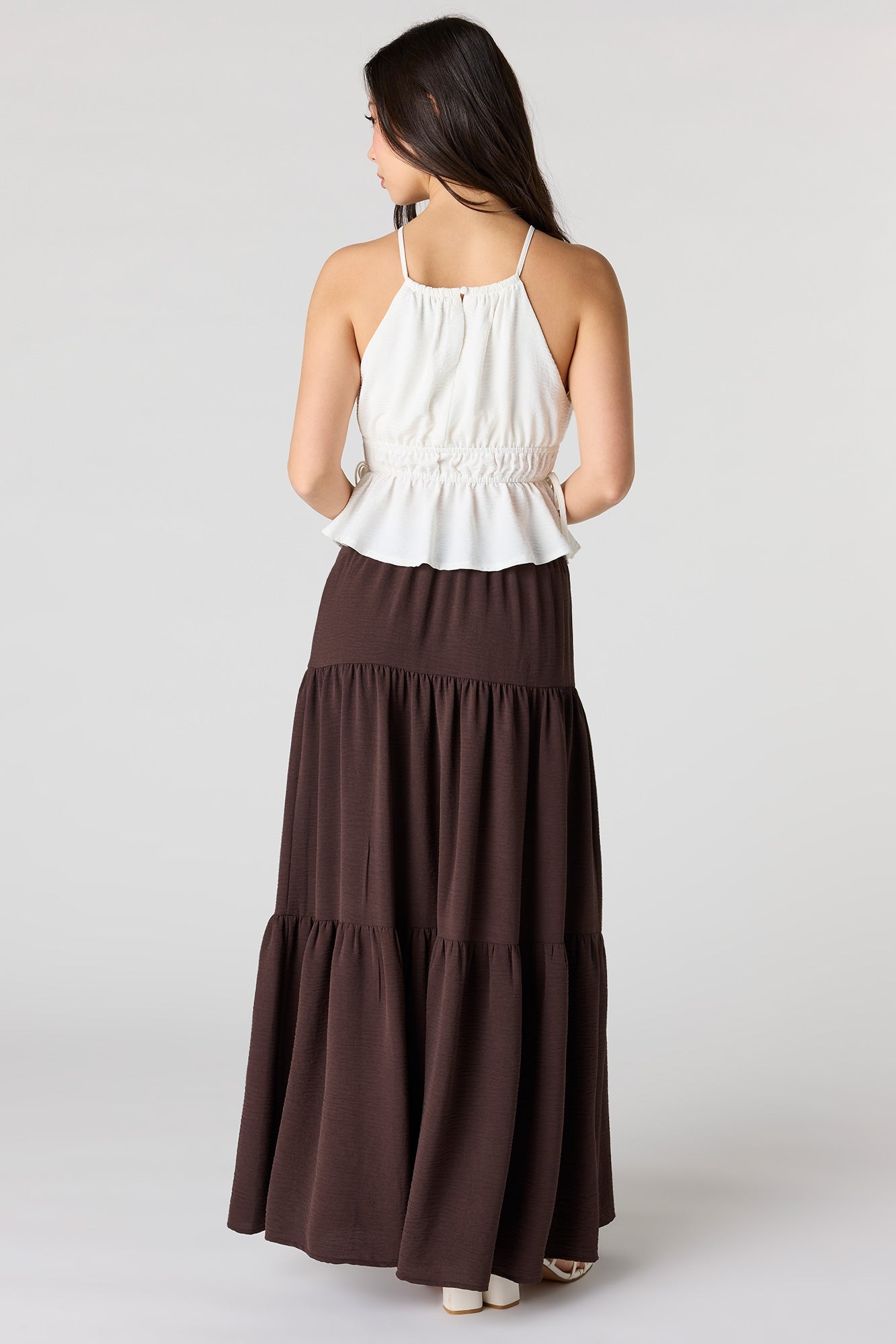 Tiered Slit Maxi Skirt