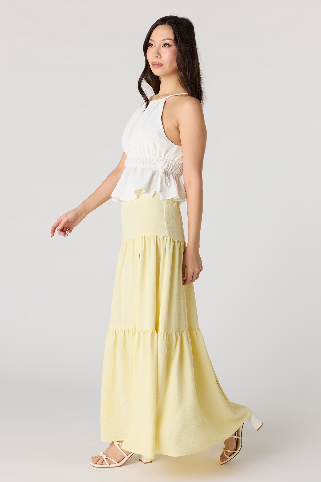 Tiered Slit Maxi Skirt