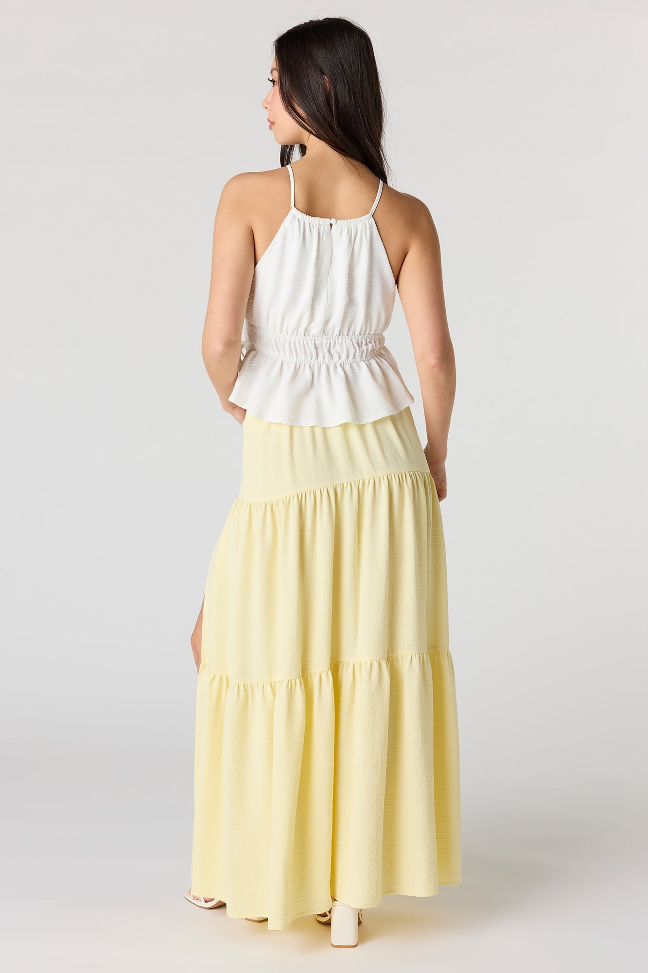 Tiered Slit Maxi Skirt
