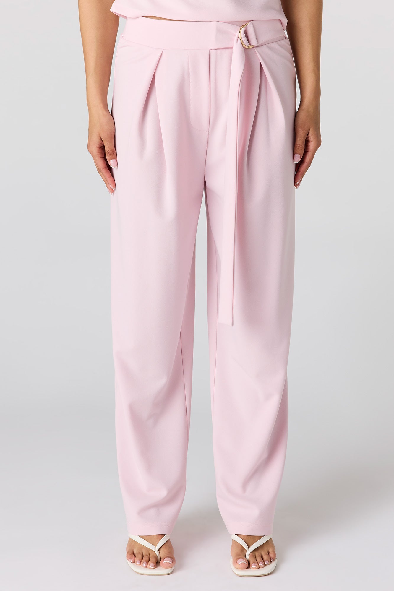 Belted Pleated Wide Leg Pant