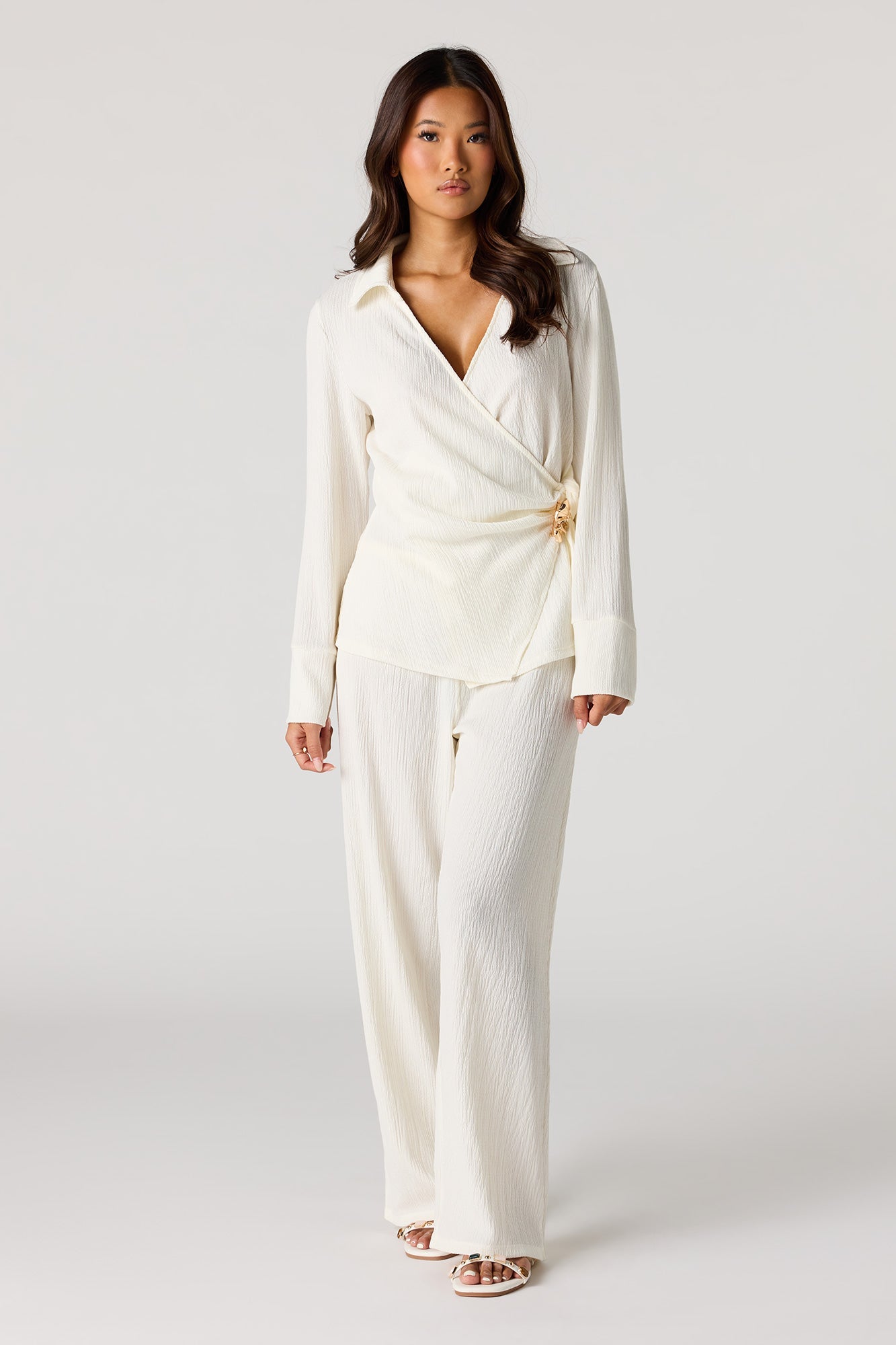 Textured Wide Leg Pant