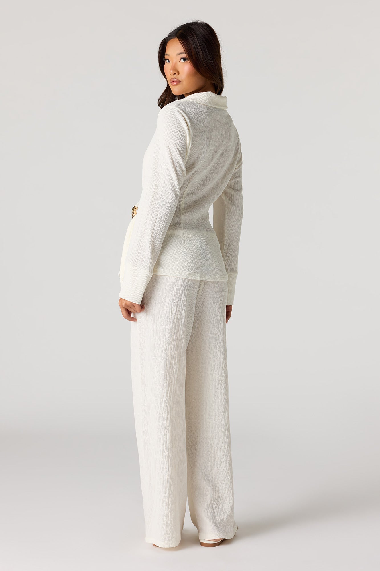 Textured Wide Leg Pant