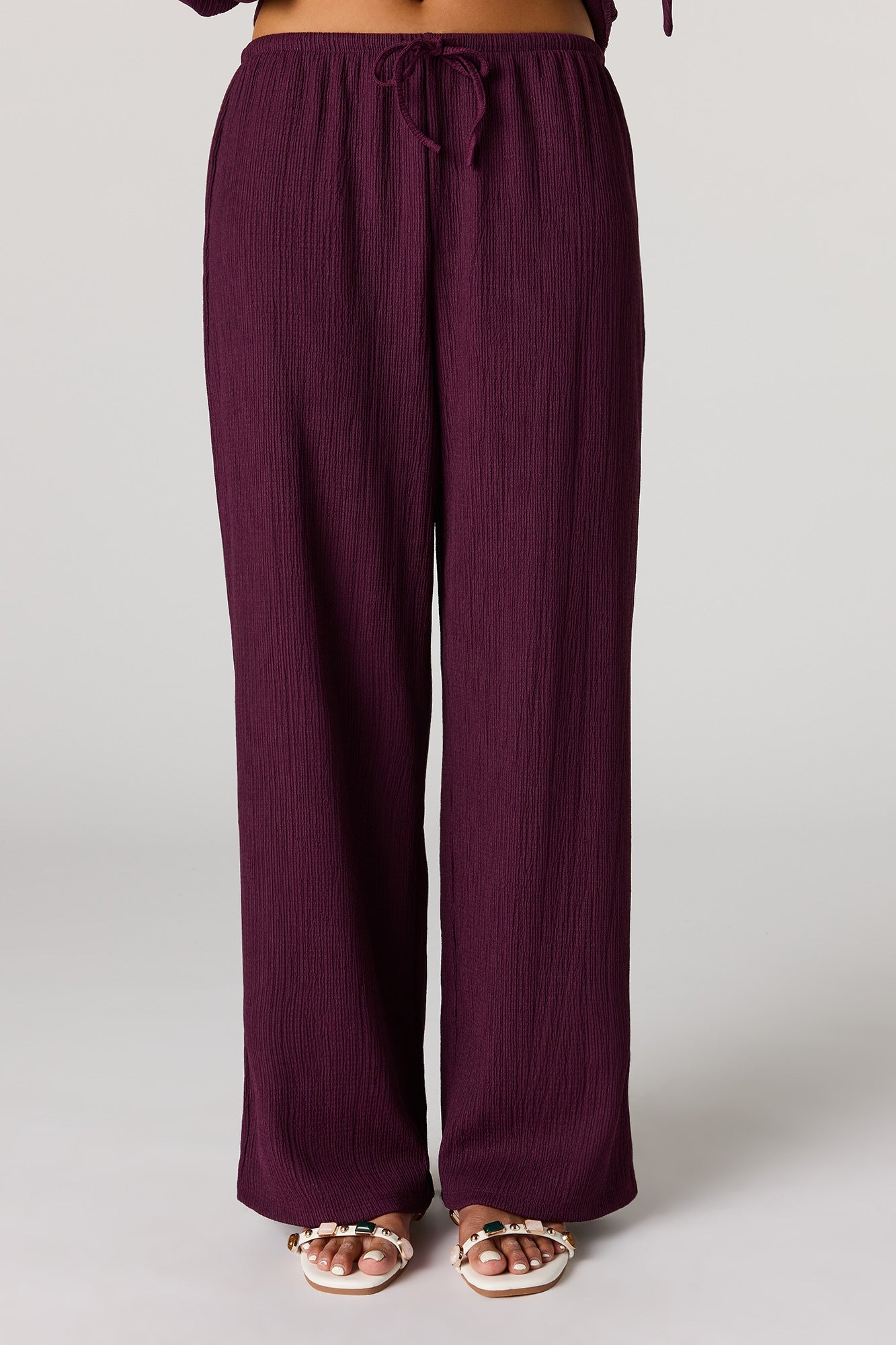 Textured Wide Leg Pant