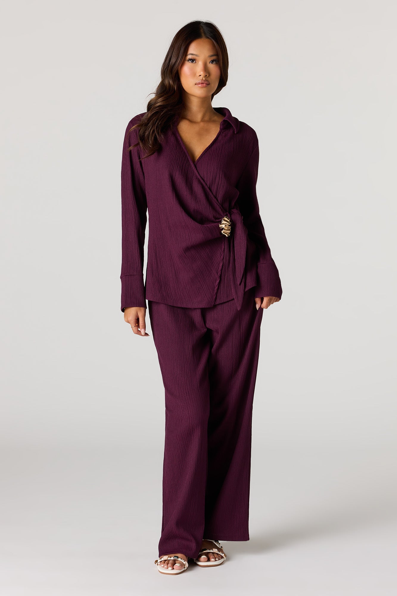 Textured Wide Leg Pant