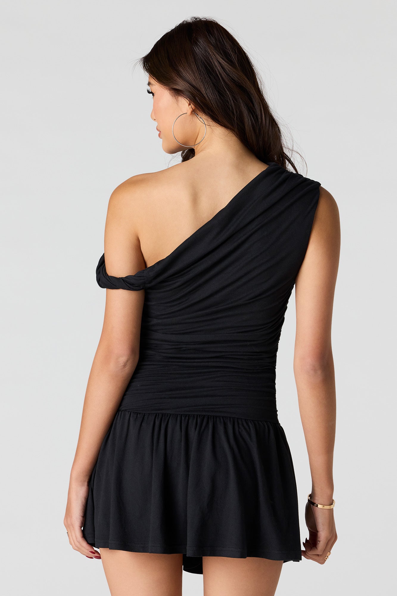 Off-Shoulder Eyelet Romper Dress
