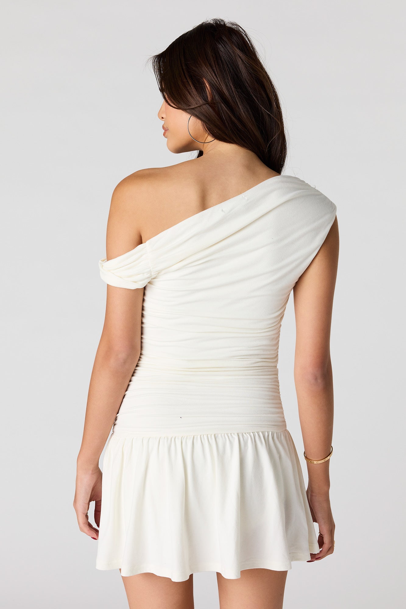Off-Shoulder Eyelet Romper Dress