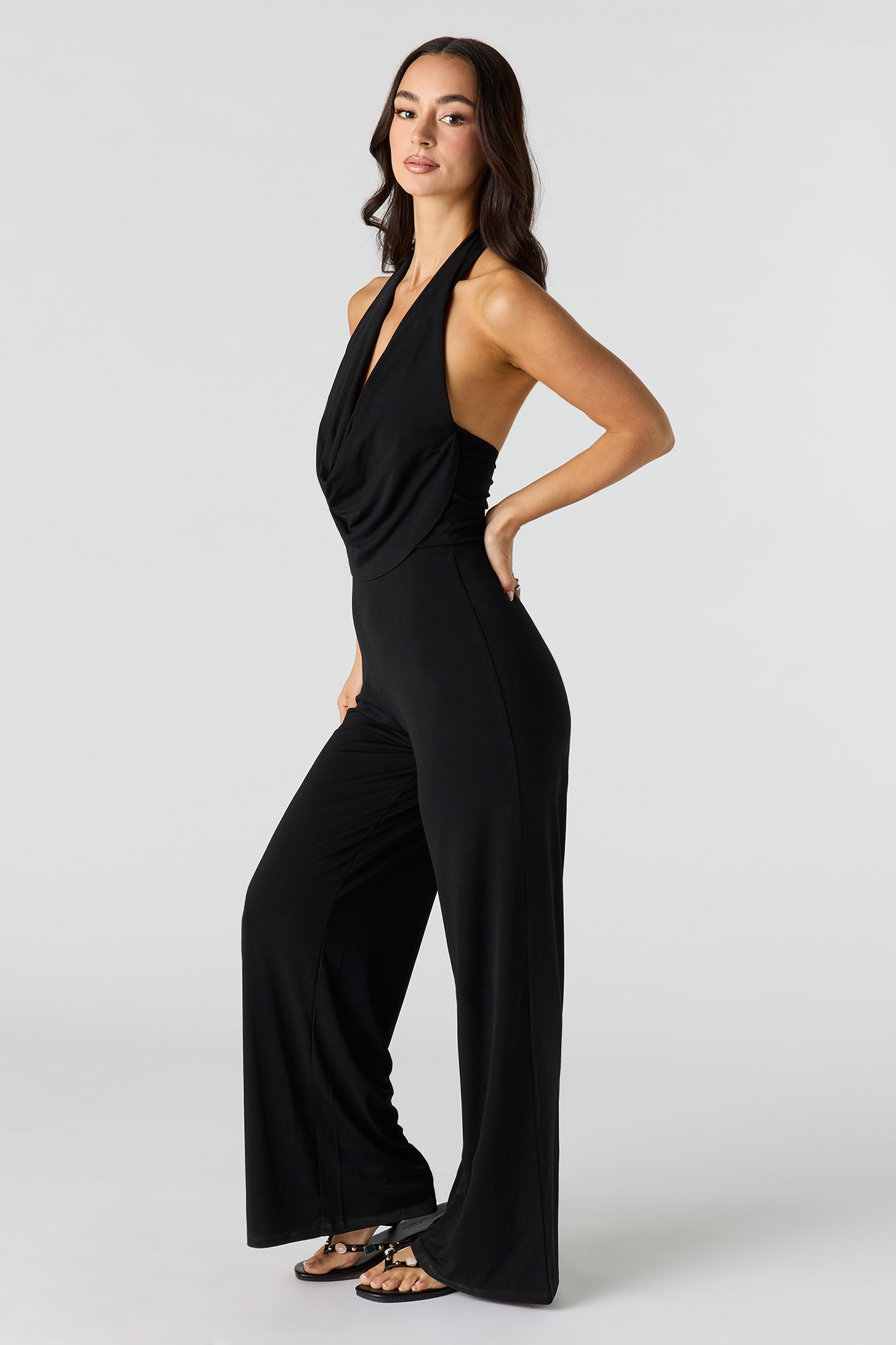 Cowl Neck Wide Leg Jumpsuit