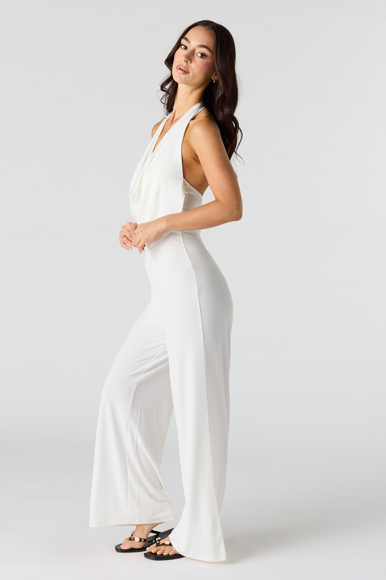 Cowl Neck Wide Leg Jumpsuit