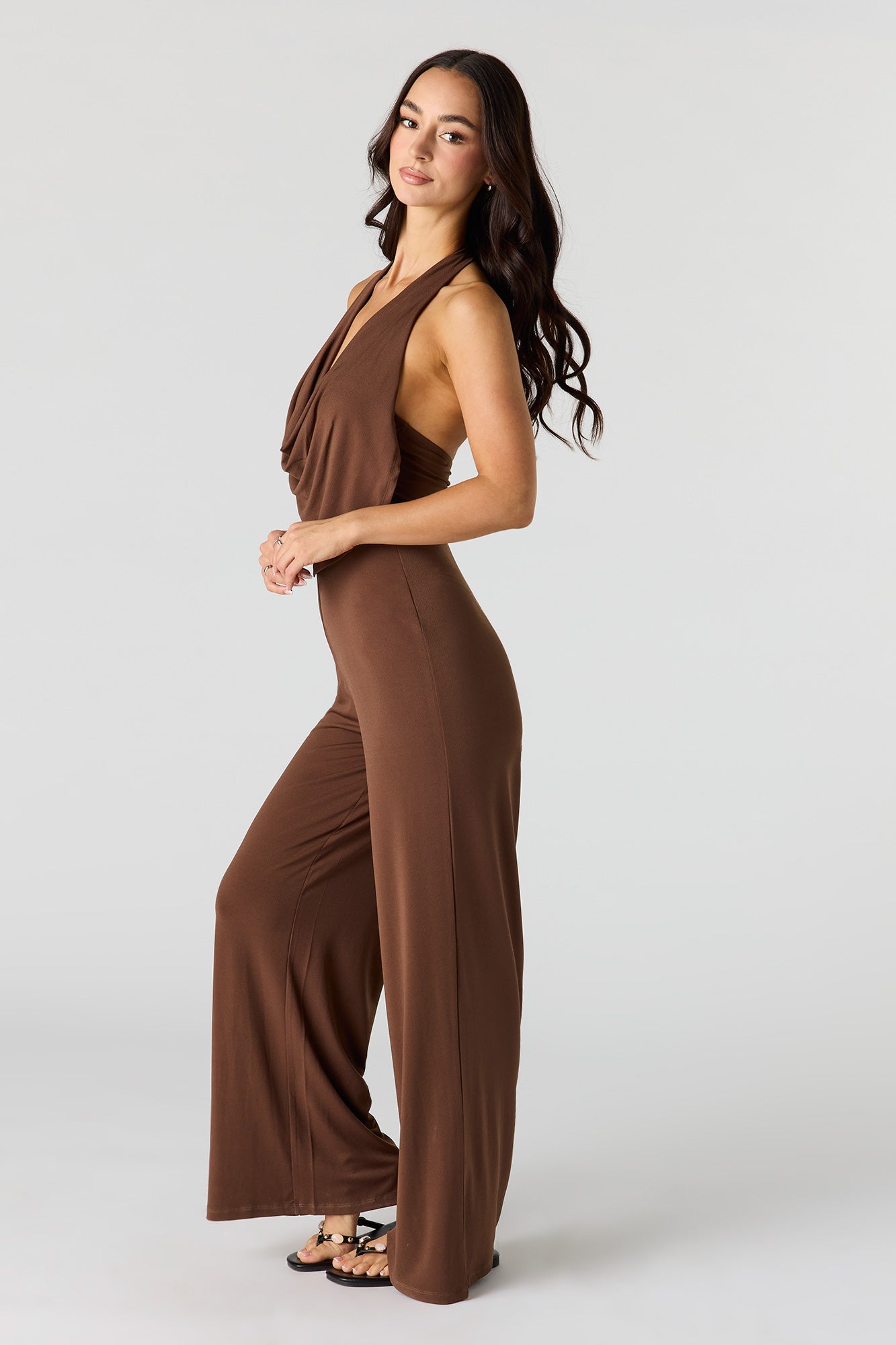 Cowl Neck Wide Leg Jumpsuit