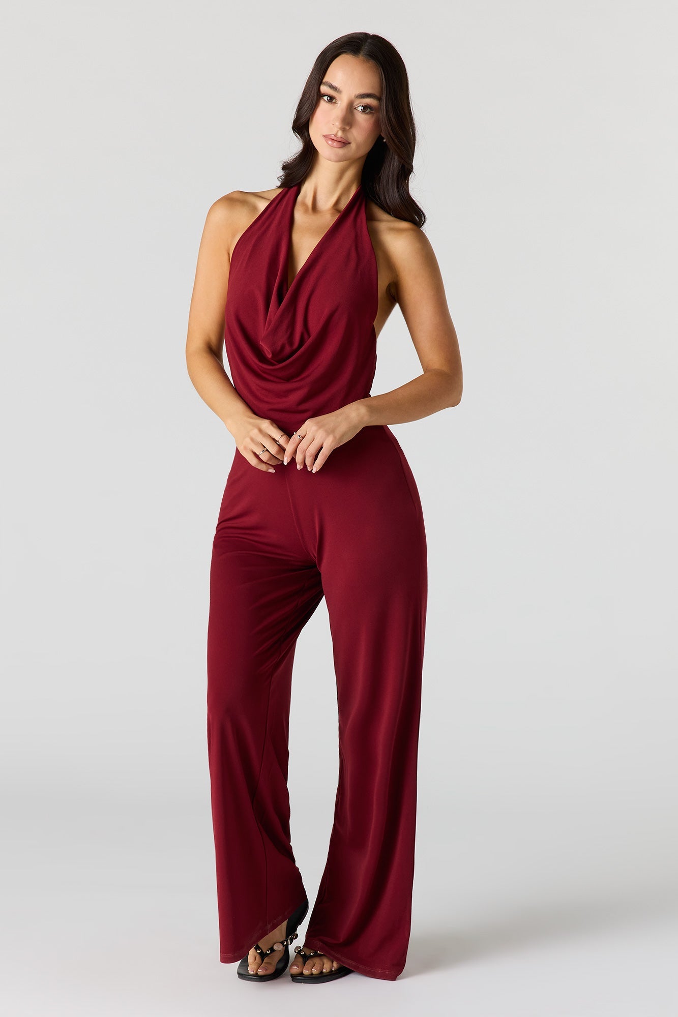 Cowl Neck Wide Leg Jumpsuit