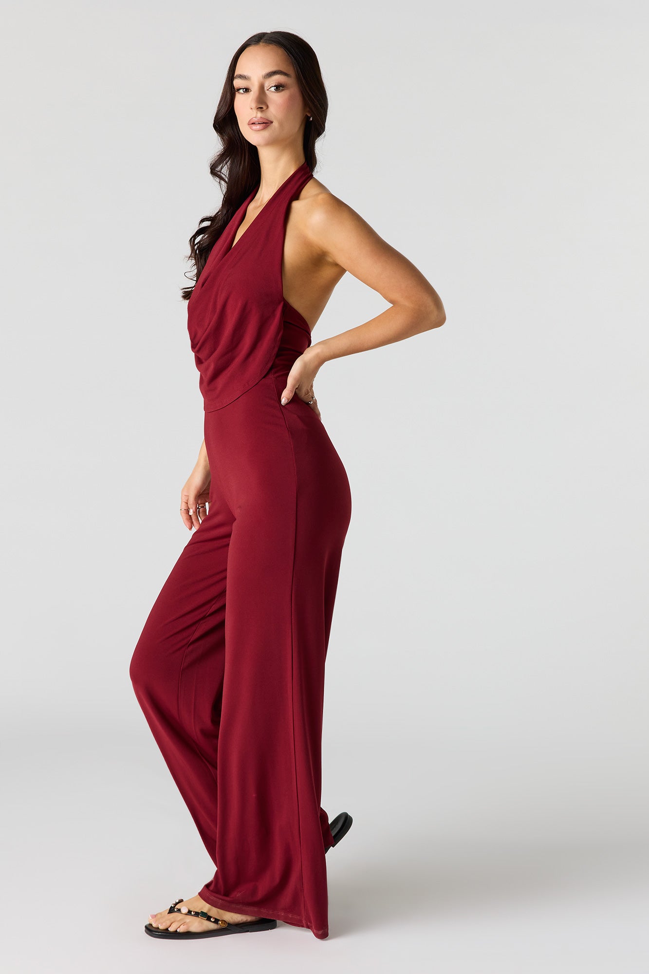 Cowl Neck Wide Leg Jumpsuit