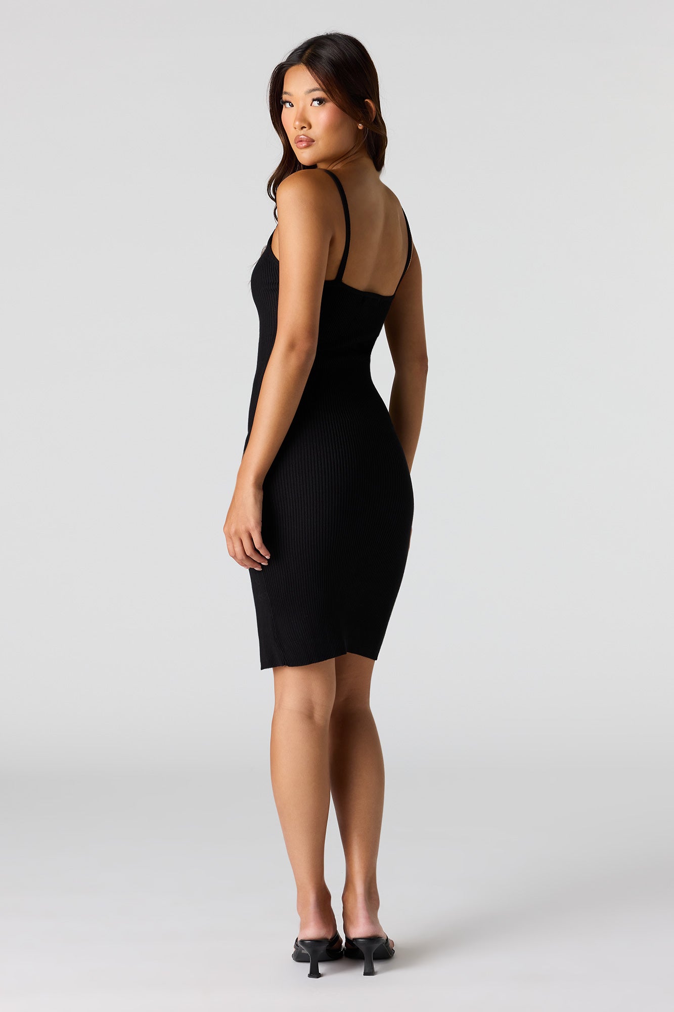 Ribbed V-Neck Bodycon Mini Dress