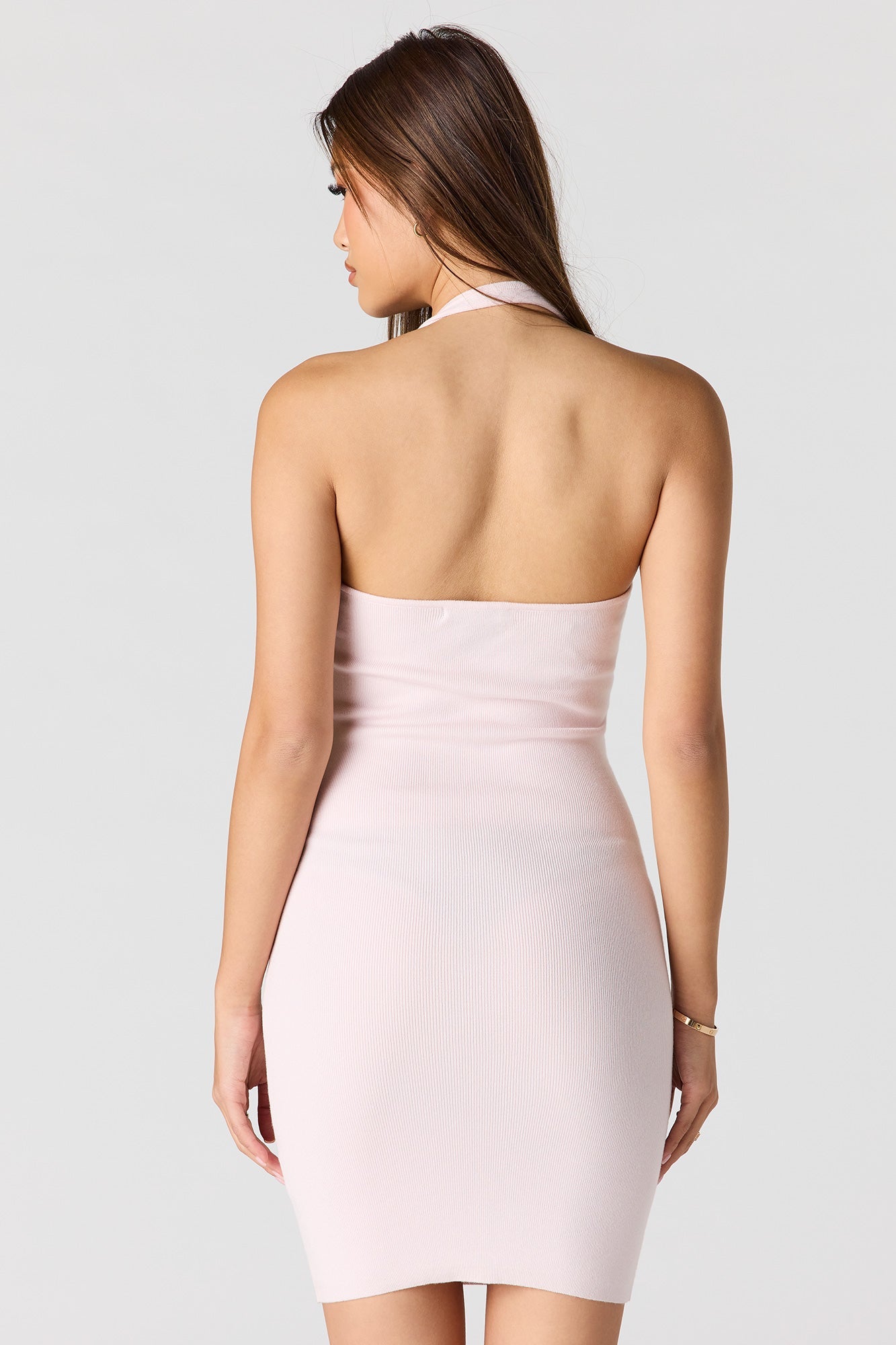 Ribbed Mini Halter Dress