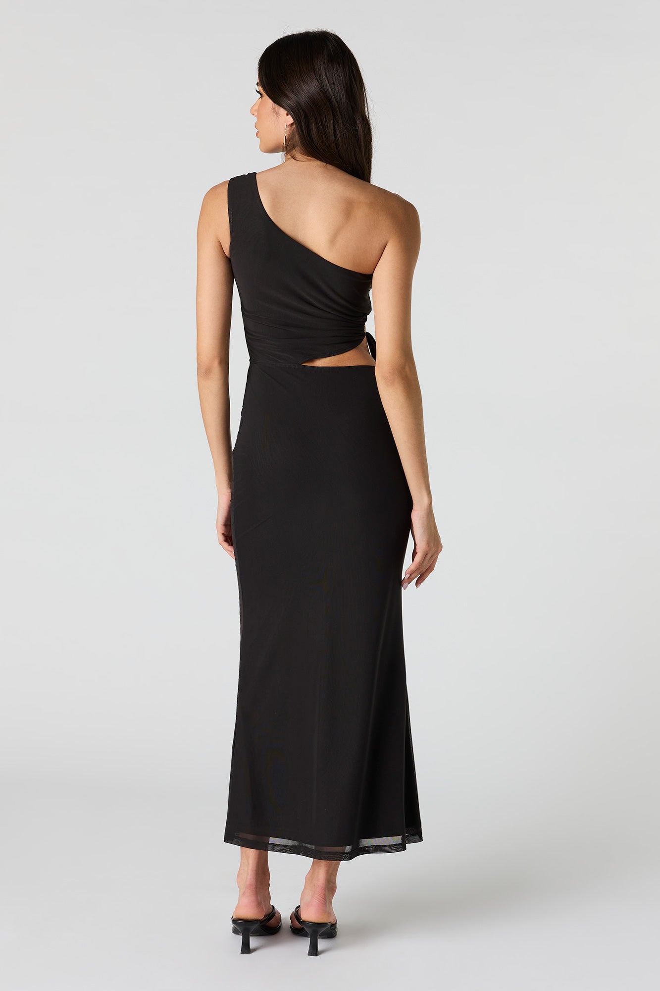 Mesh One Shoulder Maxi Dress