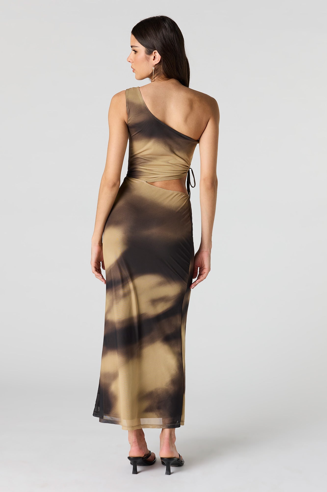 Mesh One Shoulder Maxi Dress
