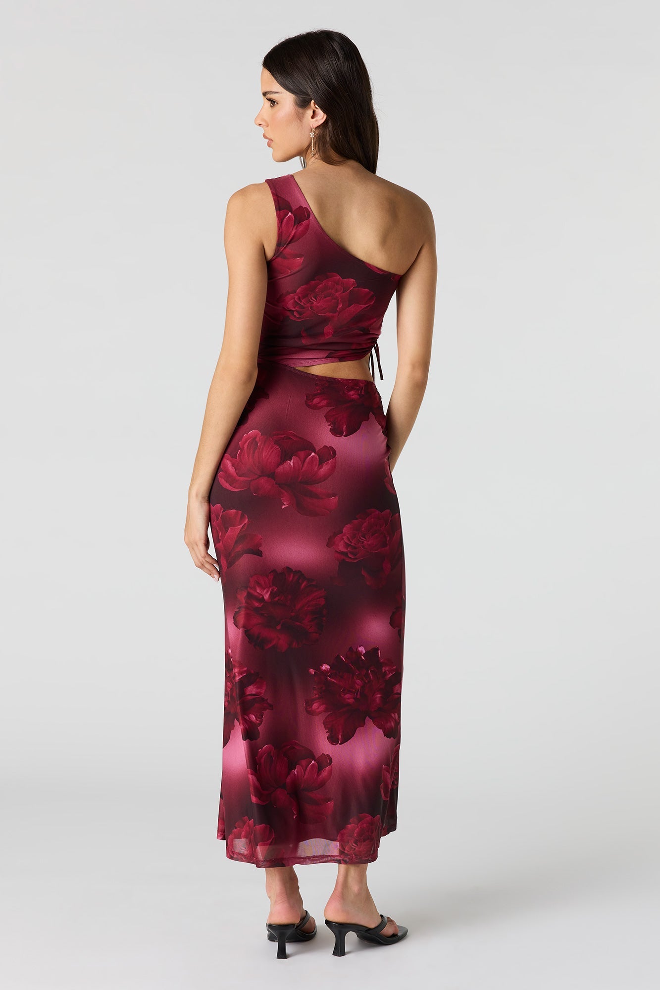 Mesh One Shoulder Maxi Dress