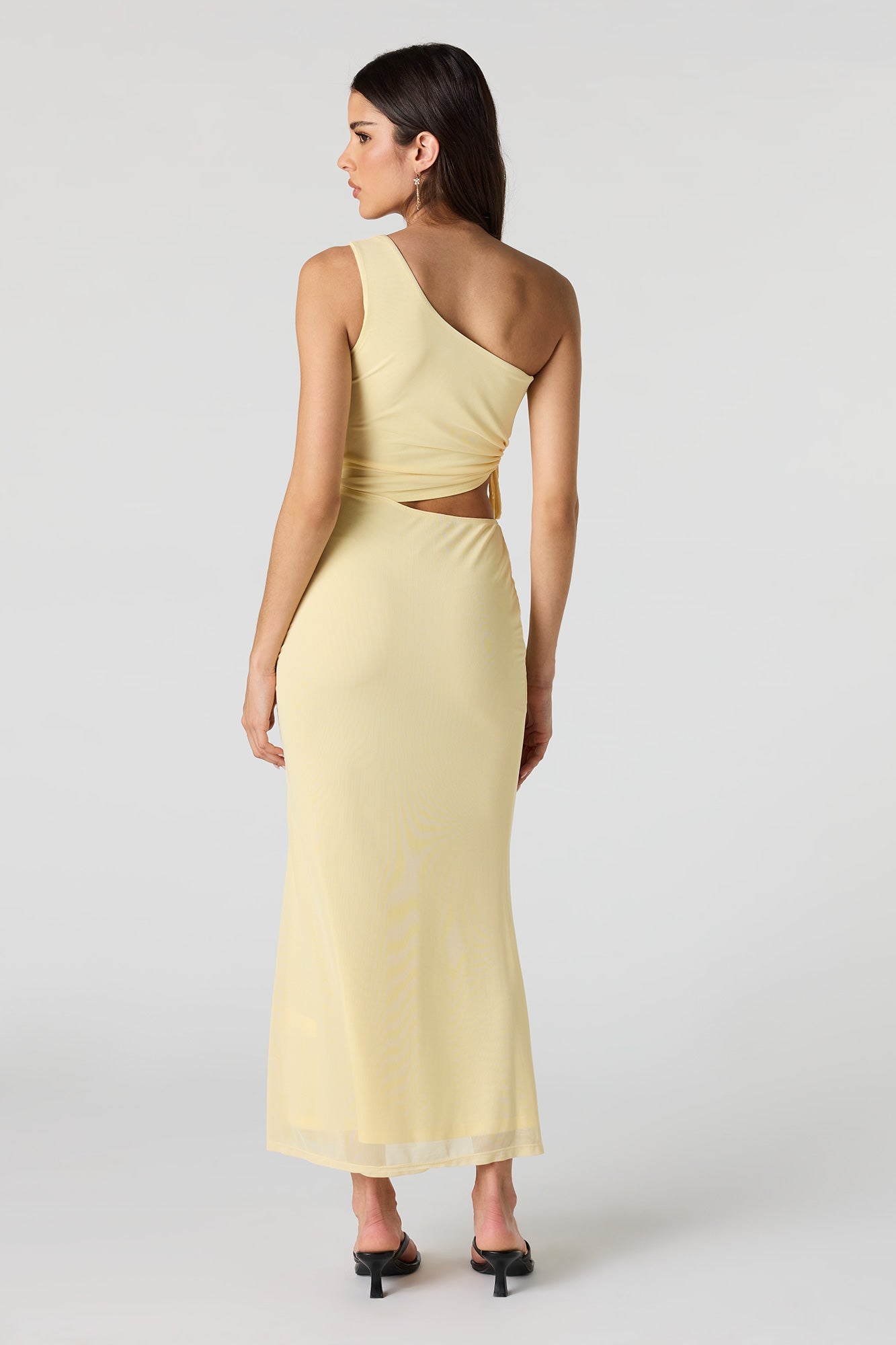 Mesh One Shoulder Maxi Dress