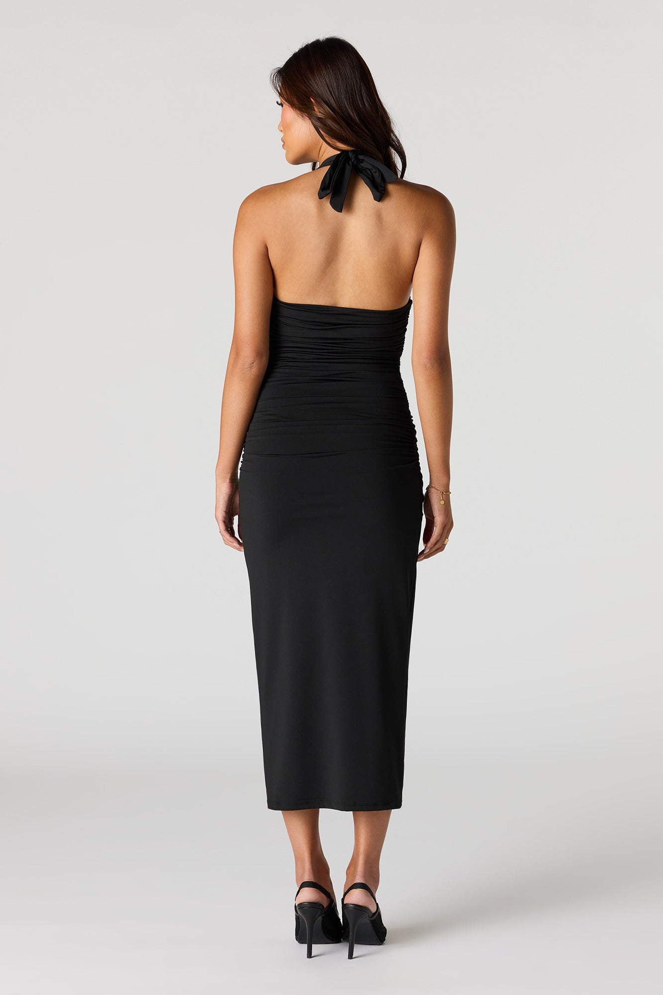 Contour Plunge Halter Midi Dress