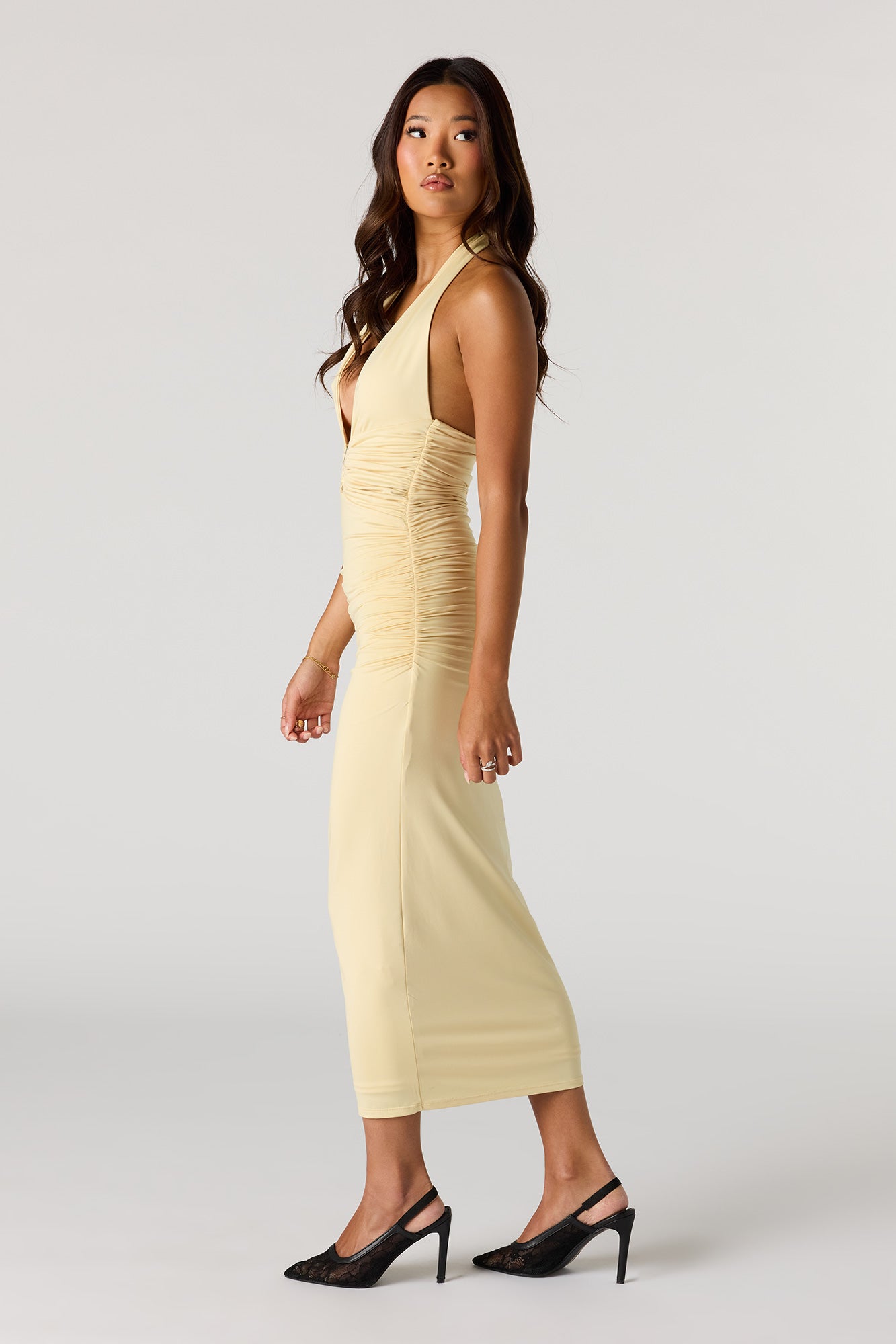Contour Plunge Halter Midi Dress