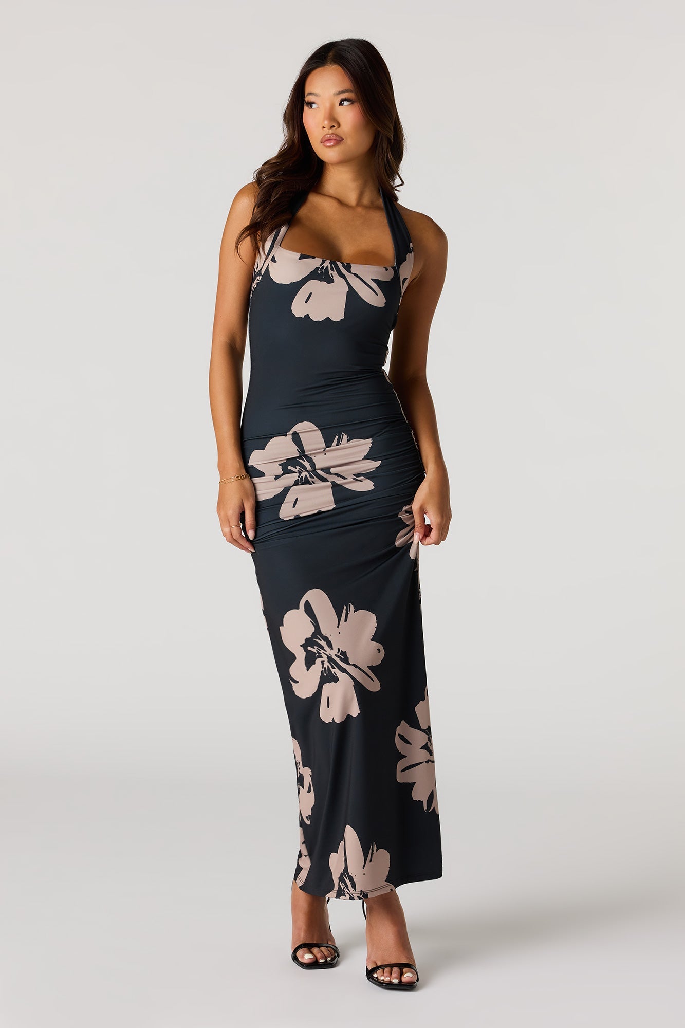 Ruched Halter Maxi Dress