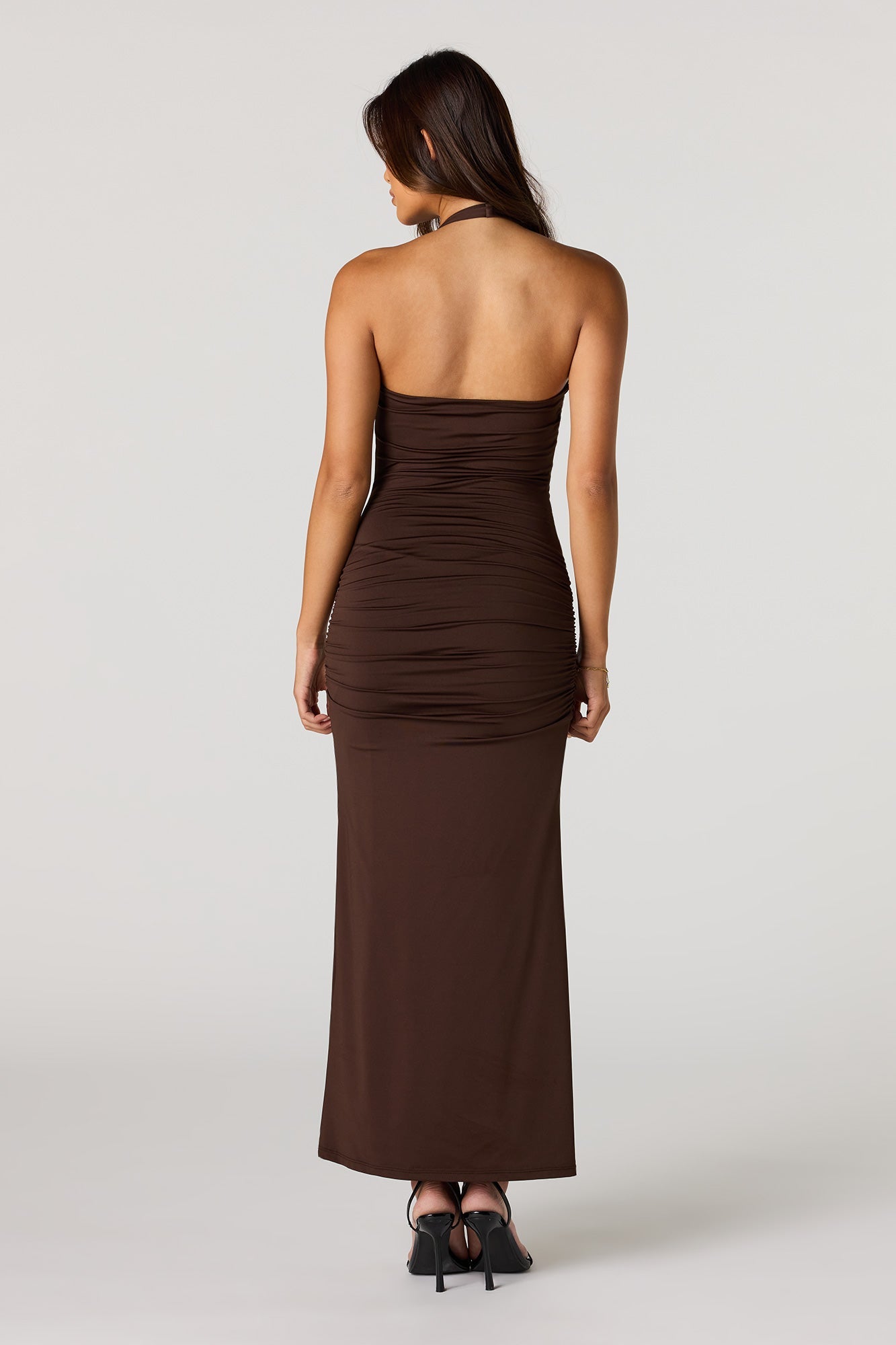 Ruched Halter Maxi Dress