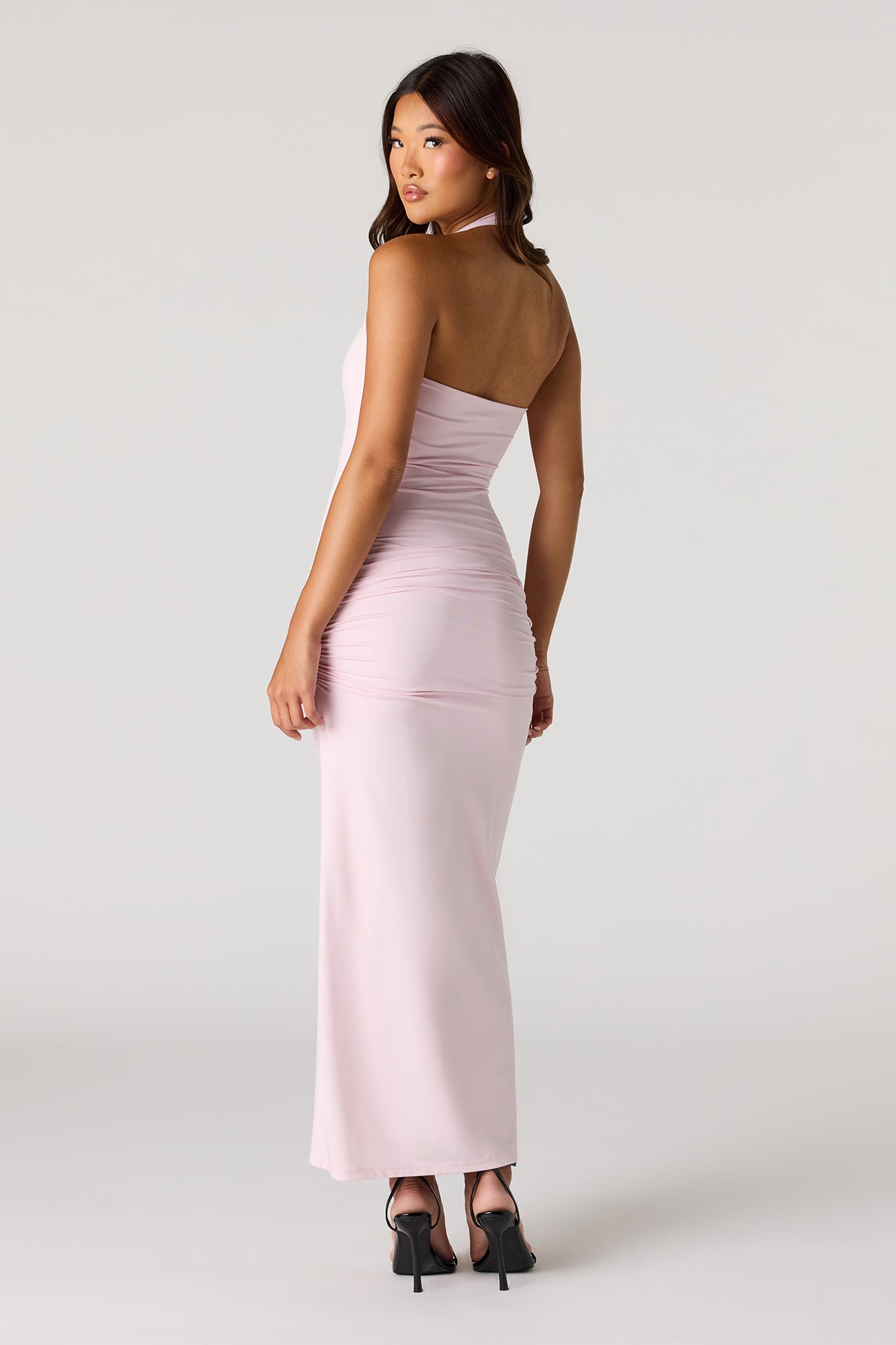 Ruched Halter Maxi Dress