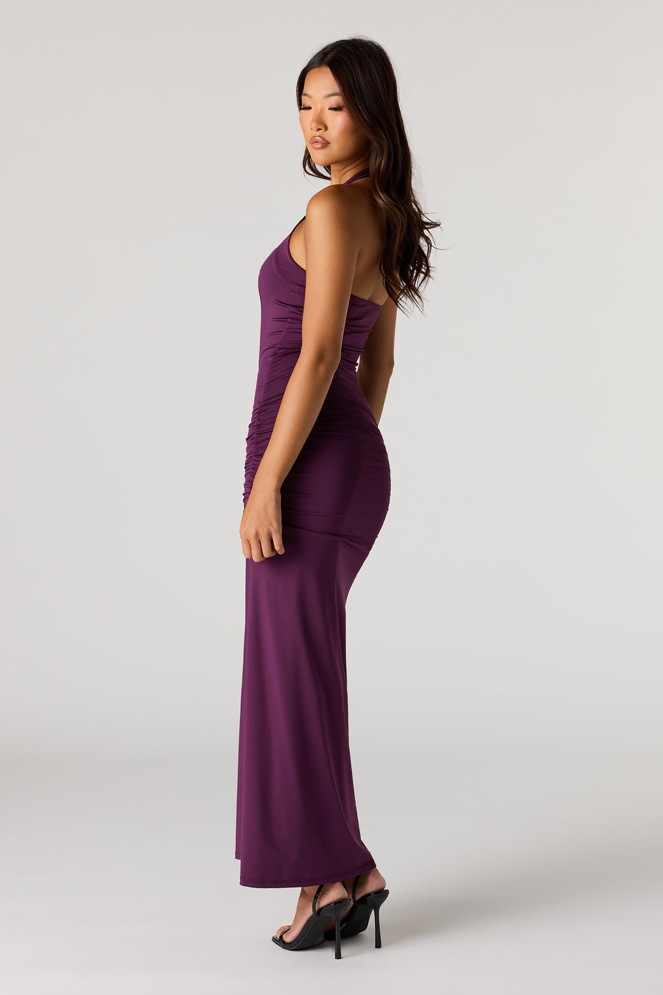 Ruched Halter Maxi Dress