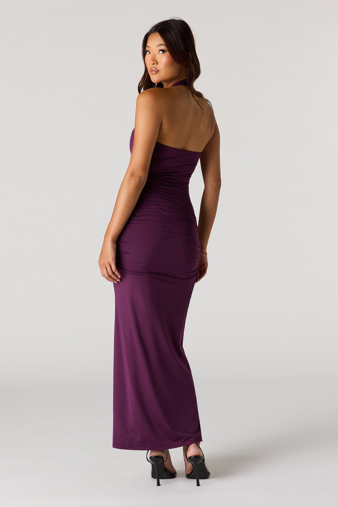 Ruched Halter Maxi Dress