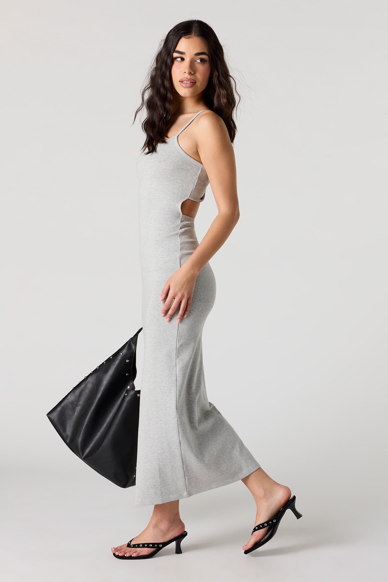 Scoop Neck Back Cutout Maxi Dress